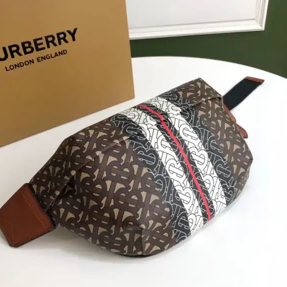 Official First Bag Ru BURBERRY E-CANVAS BUM BAG STRIPE TMONOGRAM PRINT 0527
